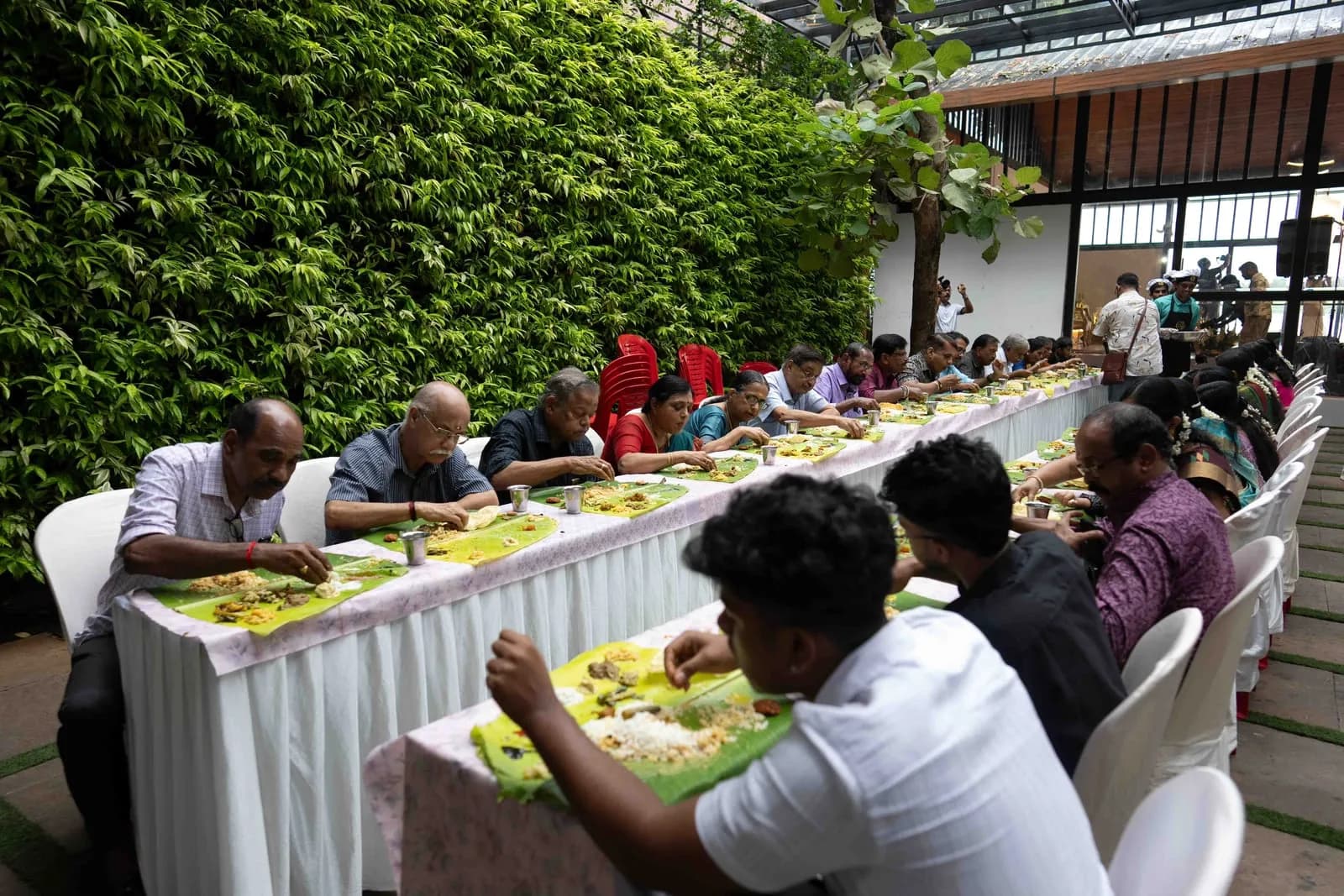 A grand sadhya served to guests