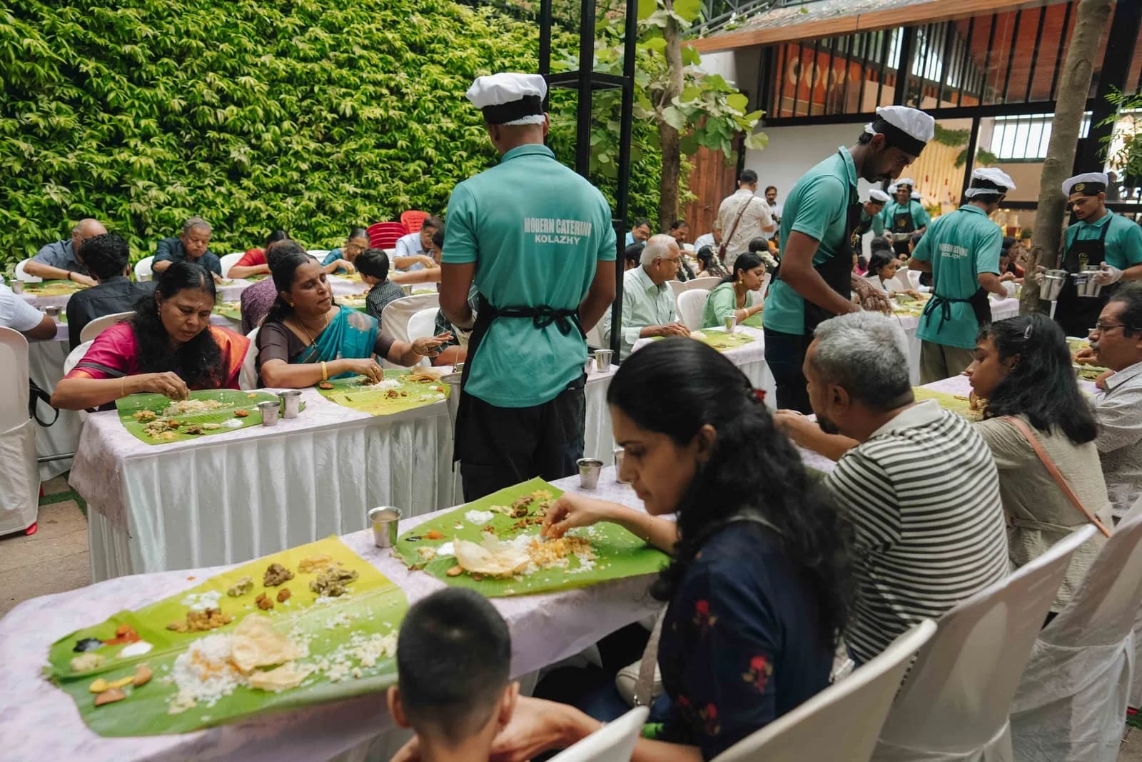 Serving a fresh feast on banana leaves
